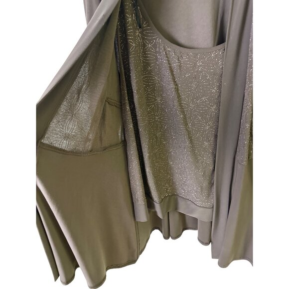 R&M Richards Size 14W Womens 3/4 Sleeve Brown Sparkle Pantsuit - Picture 12 of 16